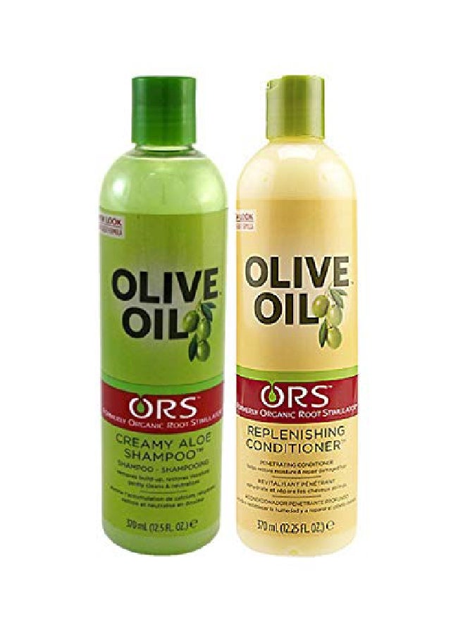 ORS Creamy Aloe Shampoo And Replenishing Conditioner Olive Oil & Aloe Vera 370ml
