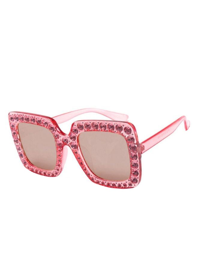 Women's Rhinestone Gliter Oversized Square Sunglasses