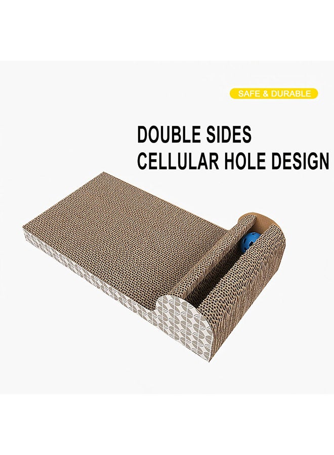 وسادة خدش بوجهين مع كرة بجرس للقطط أبيض/بيج 460جرام - Image 2