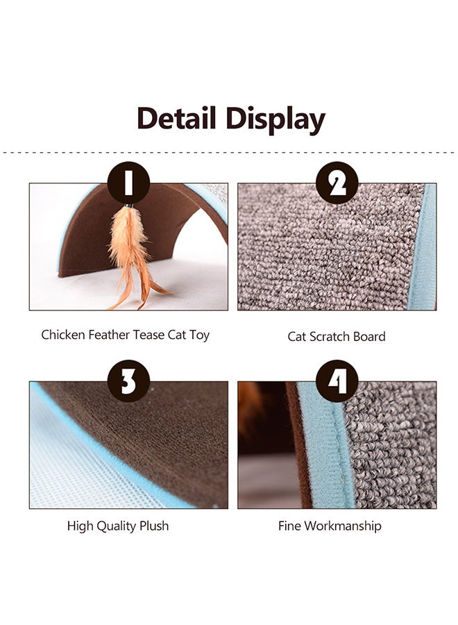 Scratcher Pad Toy With Feather Teaser Grey/Blue 26x26x13cm - Image 3