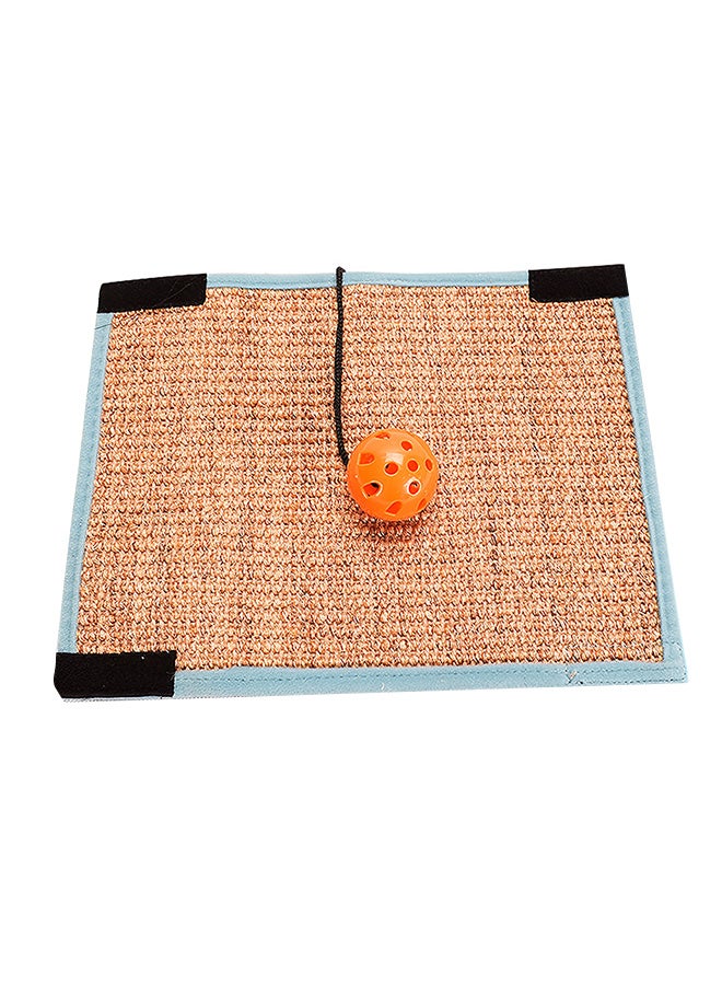 Scratcher Mat With Bell Ball Brown 31.5x24.5cm - Image 1