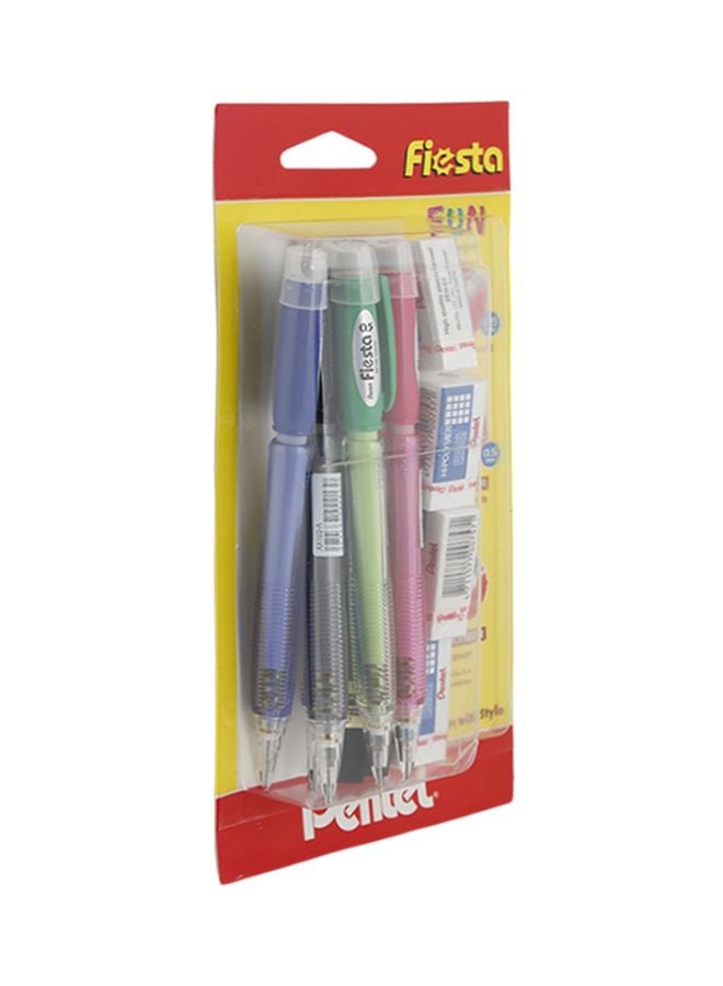 طقم أقلام الرصاص ميكانيكية فيستا مكوّن من 10 قطع أخضر/وردي/أزرق