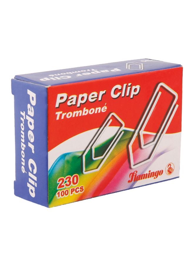 Flamingo 100-Piece Paper Clip Set Silver