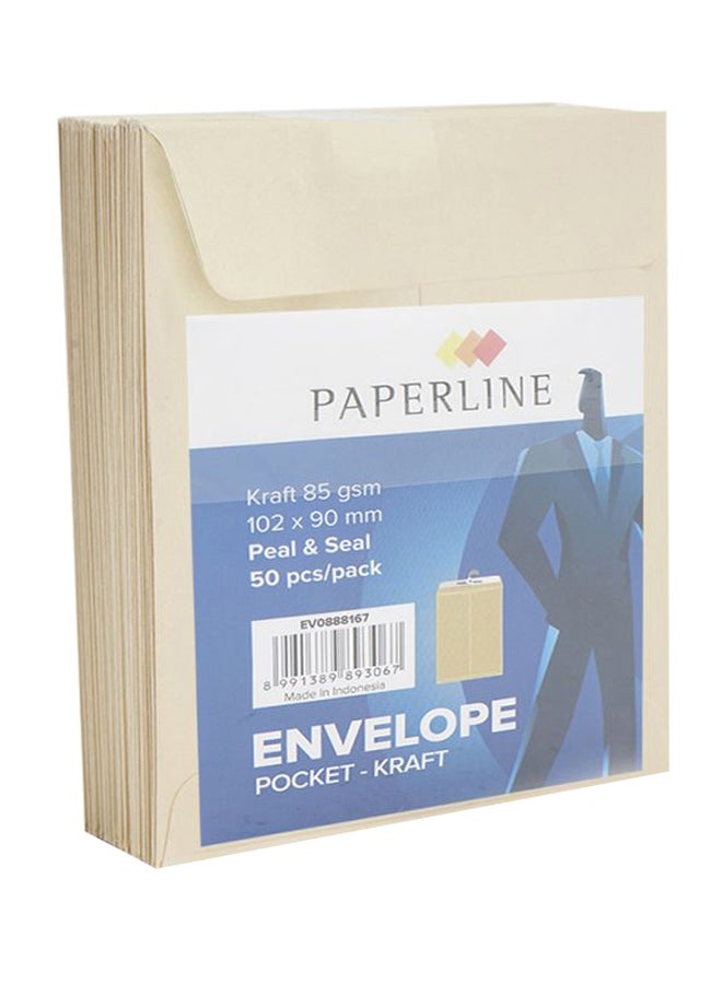 paperline 50-Piece Peal And Seal Envelope Set Beige