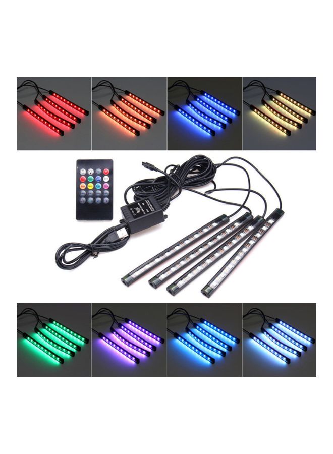 Generic 4-Piece Car Interior Sound Active Neon LED Strip With Remote  - Image 3
