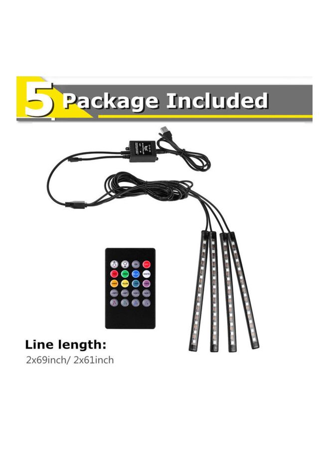Generic 4-Piece Car Interior Sound Active Neon LED Strip With Remote  - Image 4