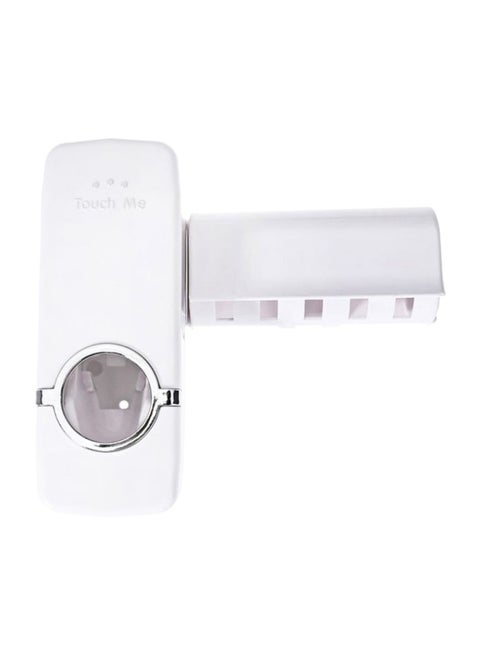 Automatic Toothpaste Dispenser With Toothbrush Holder Set White 200grams
