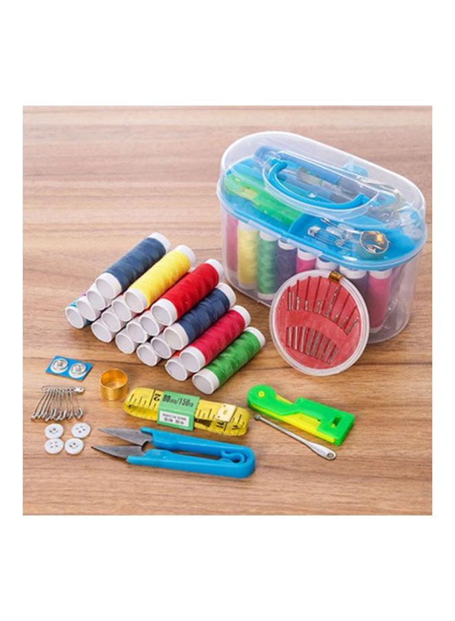 طقم أدوات خياطة محمول مكون من 10 قطع أزرق/شفاف 14.5x9.5x7سم - Image 2