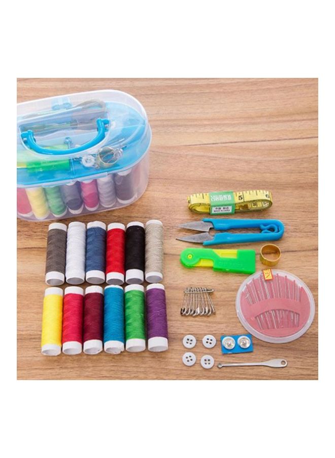 طقم أدوات خياطة محمول مكون من 10 قطع أزرق/شفاف 14.5x9.5x7سم - Image 5