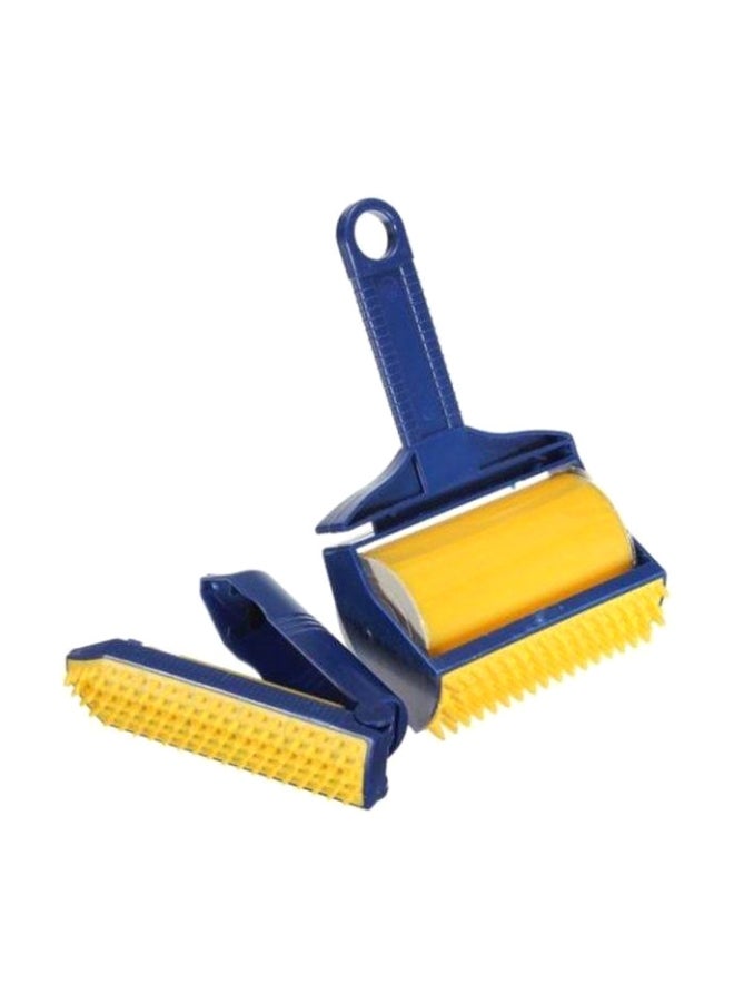 ستيكي بودي مجموعة فرشاة تنظيف الزغب وشعر الحيوانات الأليفة مزودة ببكرة التقاط لاصقة أزرق/أصفر