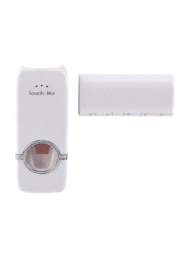 موزع معجون أسنان مع حامل فرشاة الأسنان أبيض - Image 1