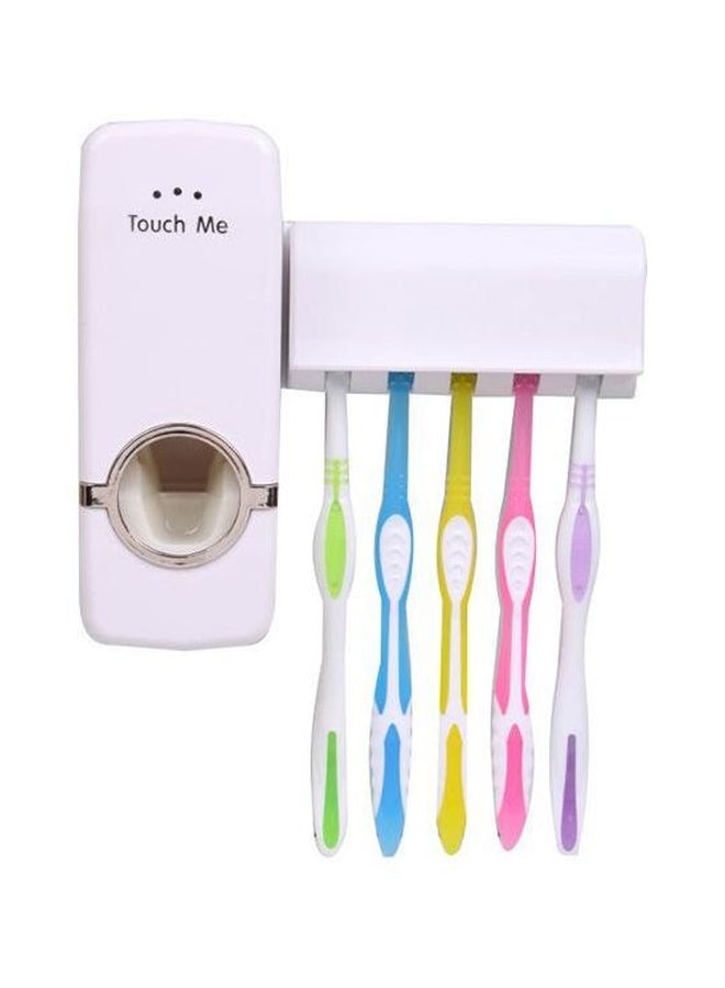 موزع معجون أسنان مع حامل فرشاة الأسنان أبيض - Image 2