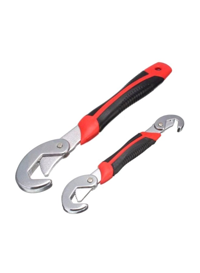 2-Piece Adjustable Wrench Spanner Set Silver/Red - Image 1