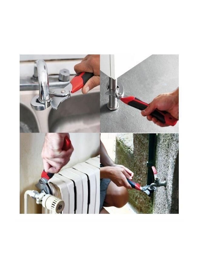 2-Piece Adjustable Wrench Spanner Set Silver/Red - Image 2