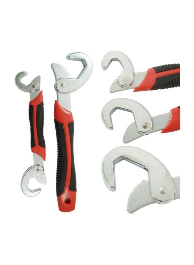 2-Piece Adjustable Wrench Spanner Set Silver/Red - Image 3