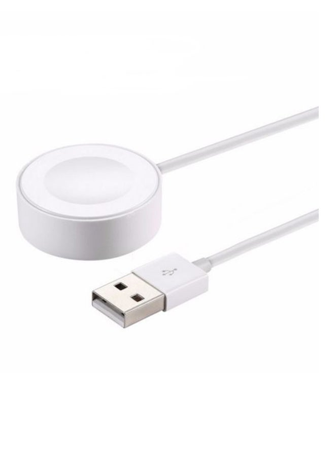 محول وكابل شحن مغناطيسي لاسلكي بمنفذ USB للساعات الذكية أبيض - Image 2