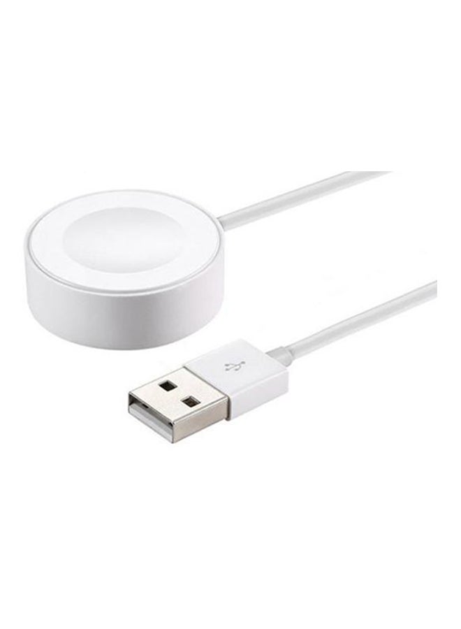 Wireless Charger Pad For Smart Watch Automatic Adsorption USB Cable Charger White - Image 1