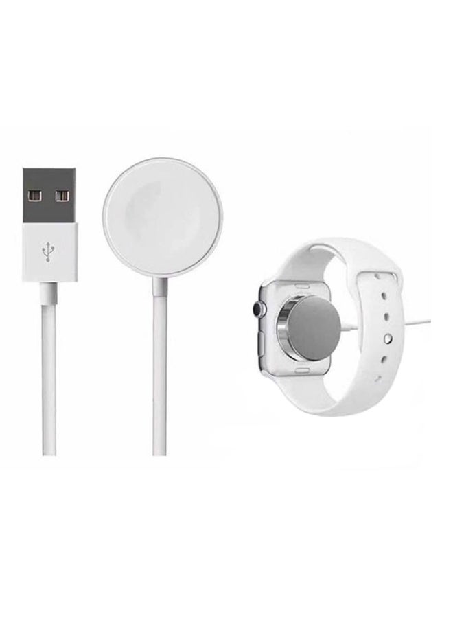 Wireless Charger Pad For Smart Watch Automatic Adsorption USB Cable Charger White - Image 2