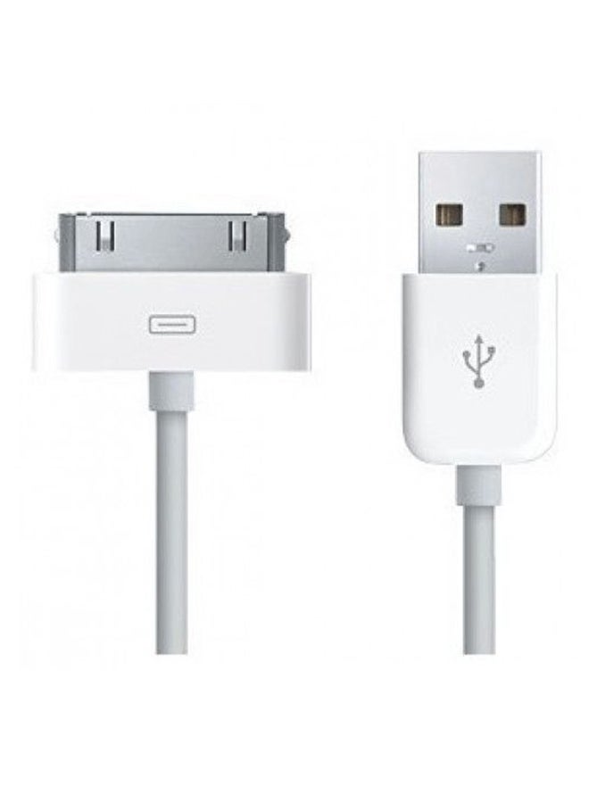 ماركة غير محددة كابل شحن ومزامنة بيانات بمنفذ USB لأجهزة آي باد 2/3 وآيفون 4/4S/3G/3Gs وآيبود نانو تاتش أبيض  - Image 1