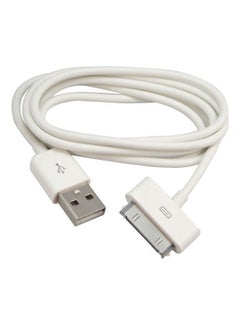 ماركة غير محددة كابل شحن ومزامنة بيانات بمنفذ USB لهاتف آيفون 4/ 4S وجهاز آي بود 4G الجيل الرابع أبيض  - Image 1