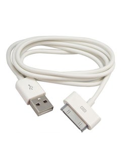 ماركة غير محددة كابل شحن ومزامنة بيانات بمنفذ USB لهاتف آيفون 4/ 4S وجهاز آي بود 4G الجيل الرابع أبيض  - Image 1
