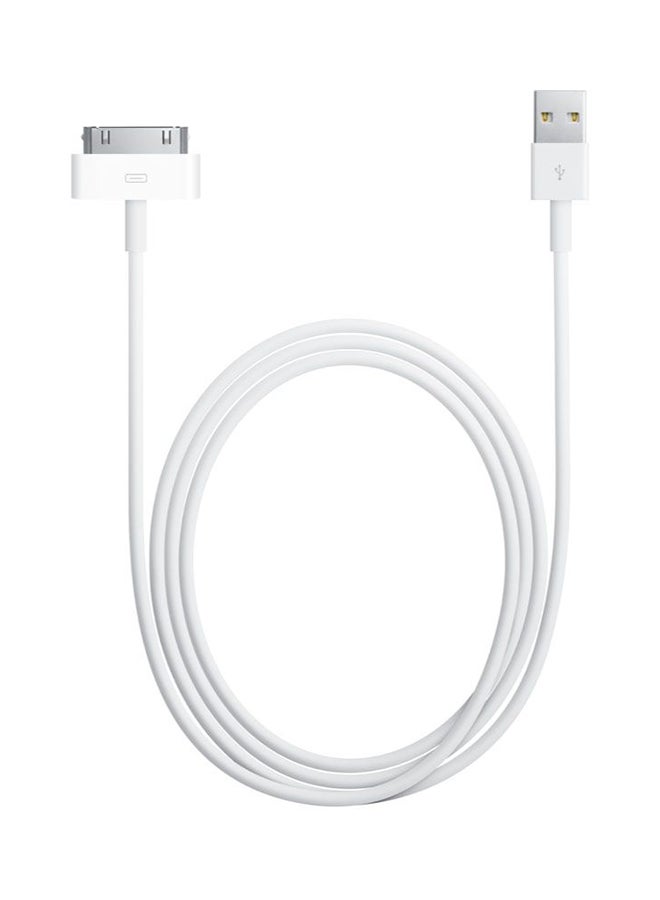 كابل لمزامنة البيانات بمنفذ USB مكون من 30 سناً لهاتف أبل آيفون 4/4S أبيض - Image 1
