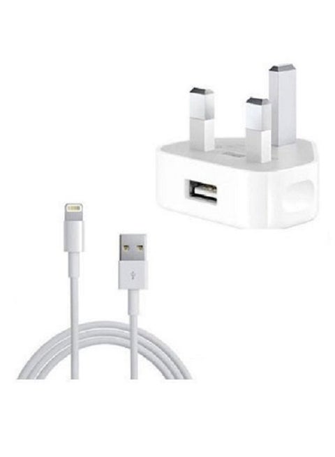 5W Power Adapter And Lightning To USB Cable White