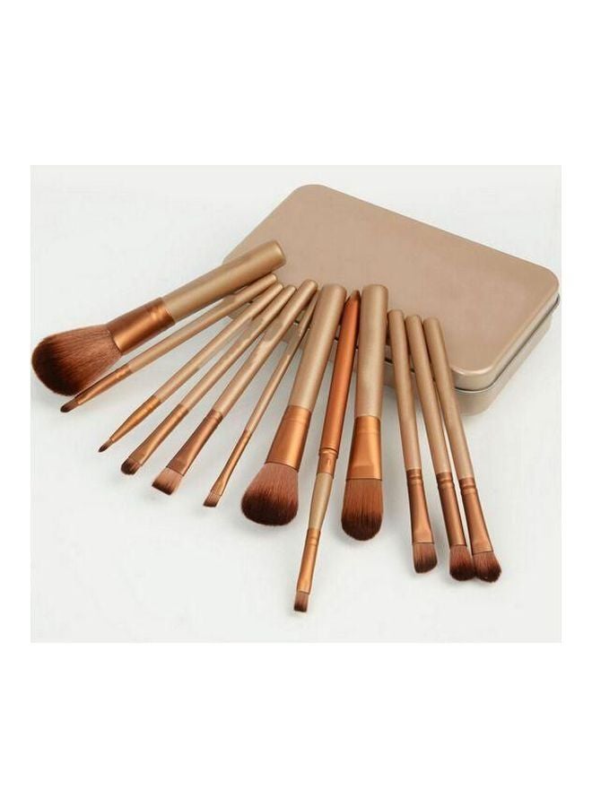 Generic - 12-Piece Makeup Brush Set With Box Gold/Brown - Image 1