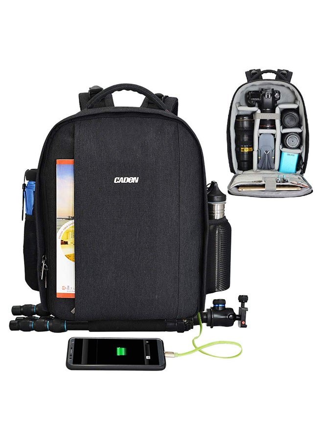 Caden Waterproof Dual-Use Camera Backpack For DSLR/SLR Black