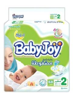 BabyJoy Compressed Diamond Pad Diapers, Value Pack, Size 2 (6-12 Kg), 68 Count 