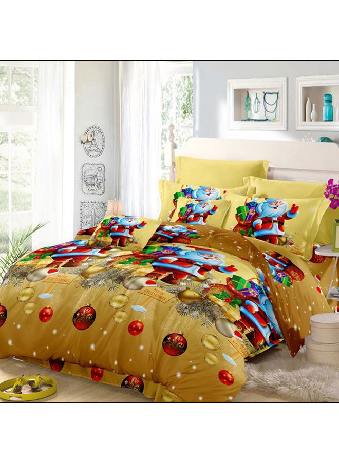 JessyHome 3D Printed Christmas Santa Duvet Cover Set Polyester Multicolour - Image 1