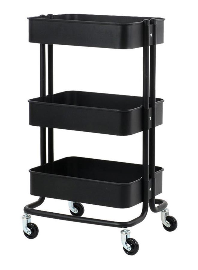 worlkto - 3-Tier Utility Cart Storage Rack With Wheels Black 45x35x87cm - Image 1