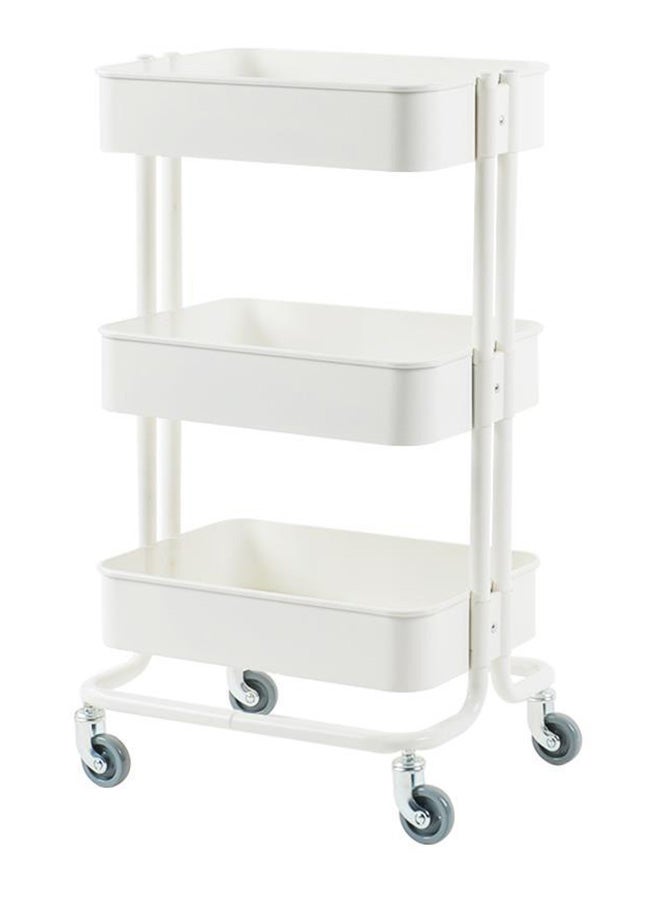 worlkto 3-Tier Utility Cart Storage Rack With Wheels White 45x36x76cm 