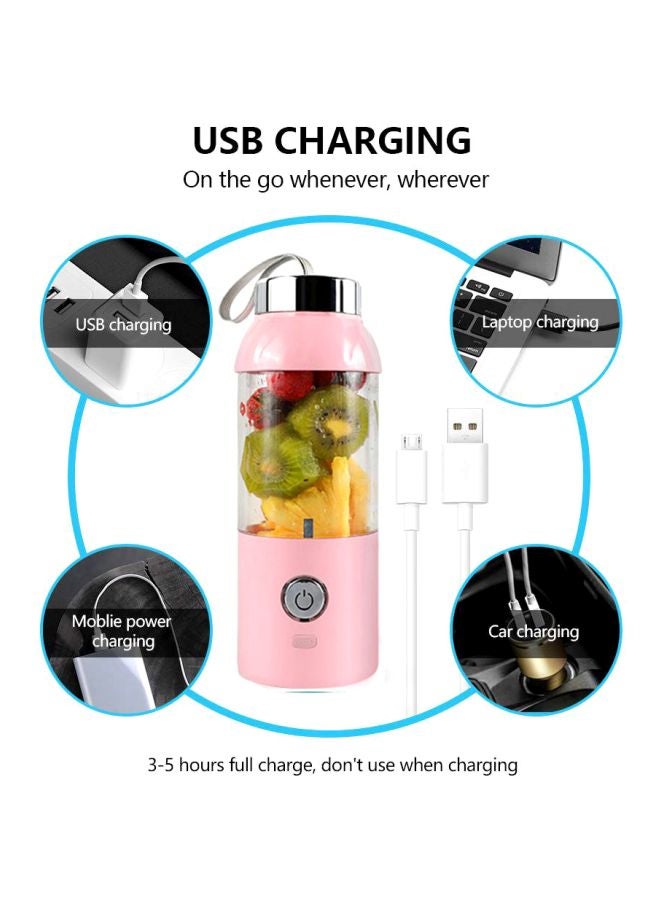عصارة محمولة بمنفذ USB للشحن بسعة 400 مل 400.0 ml JC0029 وردي/ فضي/ شفاف - Image 3