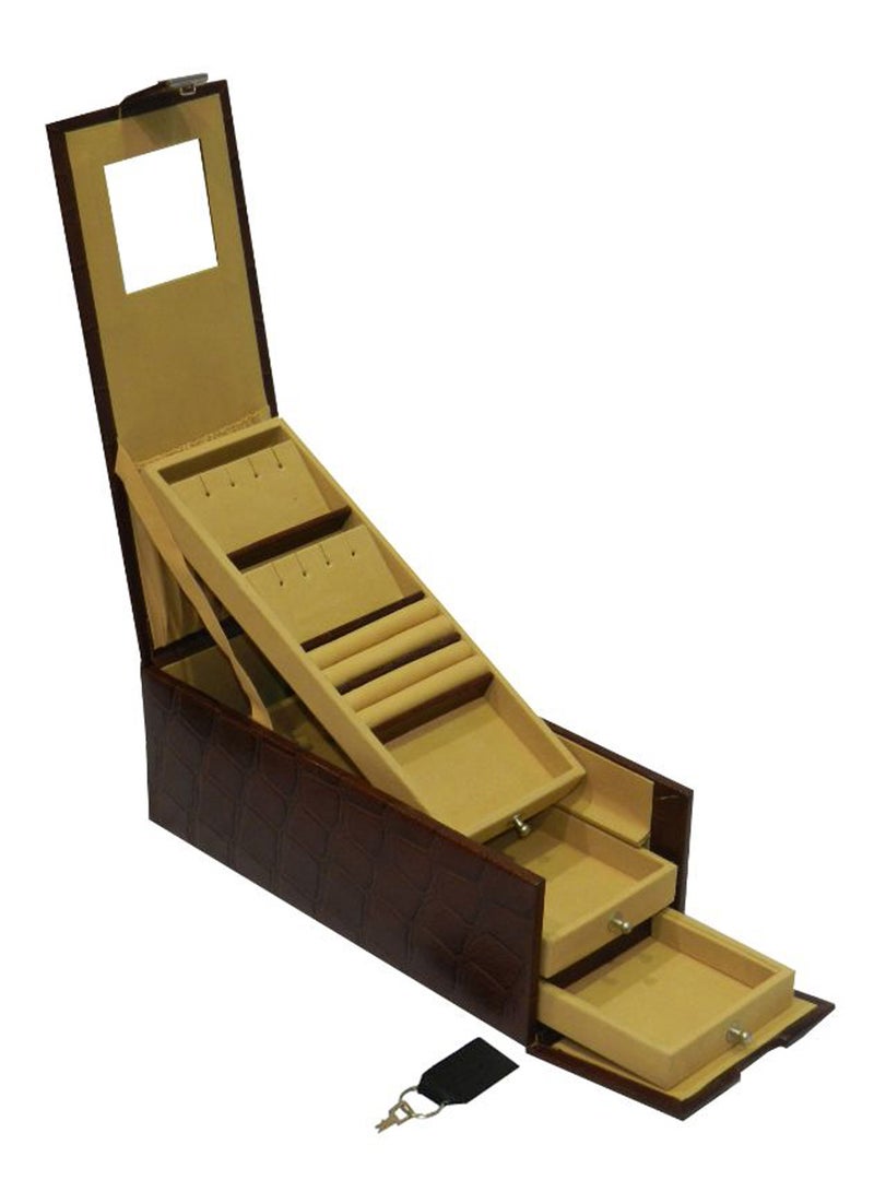 LAVERI LEATHER Designer Jewellery Box With Locker - Image 2