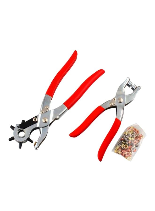 2-Piece Belt Punch Plier Silver/Red  - Image 1