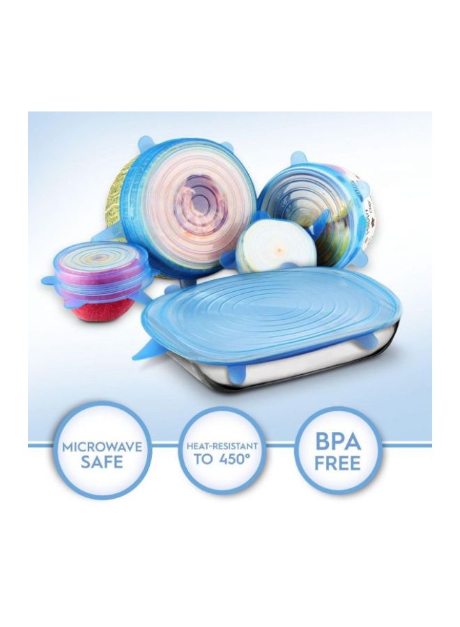 6-Piece Food Cover Stretch Lids Blue  - Image 2