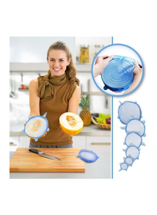6-Piece Food Cover Stretch Lids Blue  - Image 4