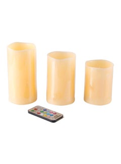 Ontel 3-Piece LED Flameless Candle With Remote Control Beige 