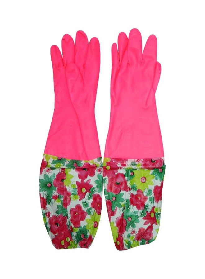 قفاز منزل من اللاتيكس بأكمام طويلة وردي/أحمر/أخضر