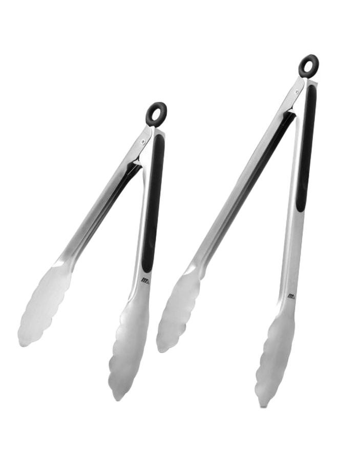 TOPLUS 2-Piece Serving Tongs Silver/Black - Image 1