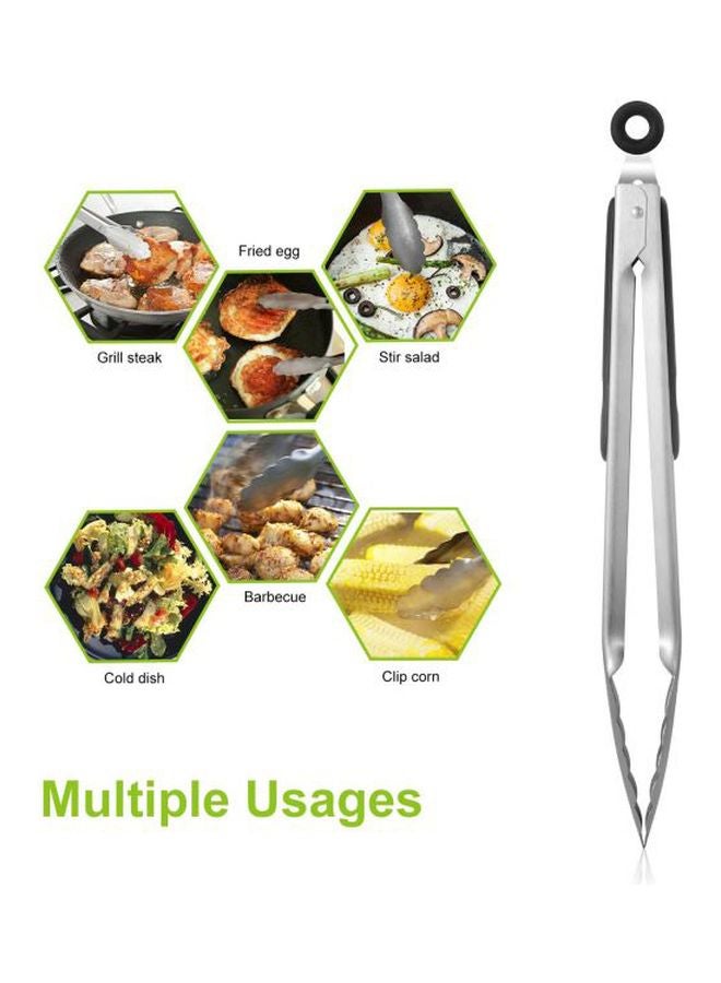 TOPLUS 2-Piece Serving Tongs Silver/Black - Image 5