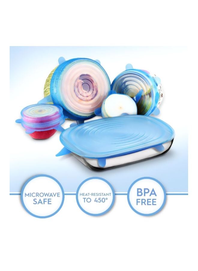 Pack Of 6 Silicone Stretch Lid Blue  - Image 2