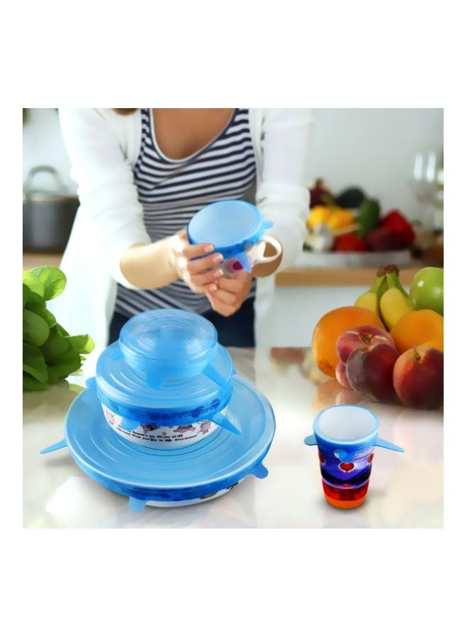 Pack Of 6 Silicone Stretch Lid Blue  - Image 4