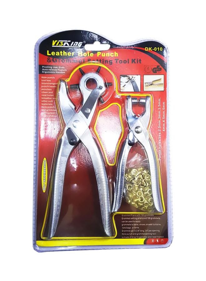 2-Piece Leather Belt Hole Punch Plier Silver 