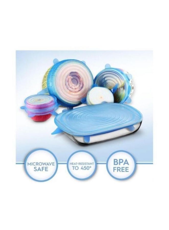 6-Piece Silicone Stretch Lid Set Blue  - Image 2