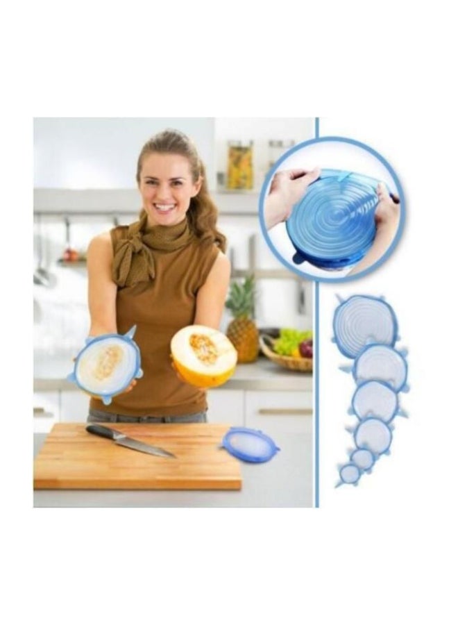 6-Piece Silicone Stretch Lid Set Blue  - Image 3