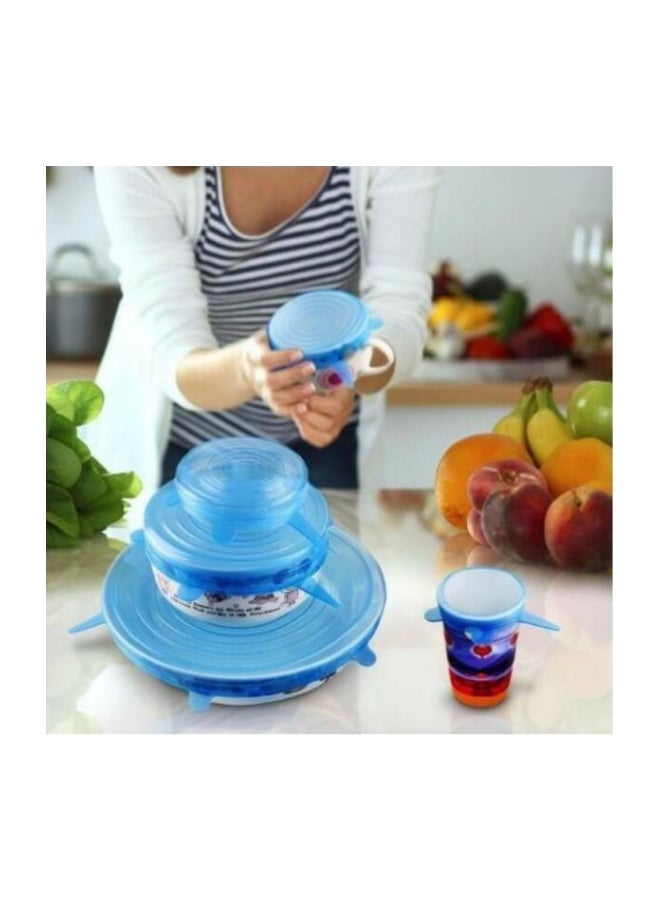 6-Piece Silicone Stretch Lid Set Blue  - Image 4