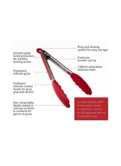 Generic Stainless Steel Tong With Silicone Handle Silver/Red  - Image 2