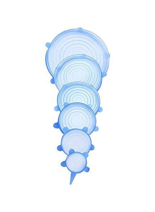 6-Piece Silicone Stretch Lid Set Blue  - Image 1